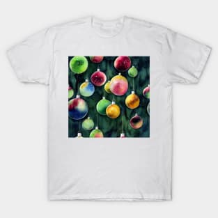 Christmas Ornament Balls Watercolor Design T-Shirt